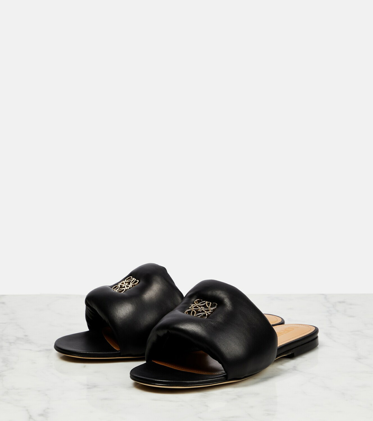 サンダル LOEWE ANAGRAM FLEX SLIDE SANDALS IN SMOOTH LEATHER Loewe Men's Flex Anagram Soft Calfskin Slide Sandals