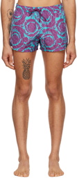 Versace Underwear Blue & Purple Barocco Swim Shorts