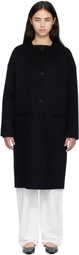 Loulou de Saison Black KERRY Wool Cashmere Drap Oval Coat