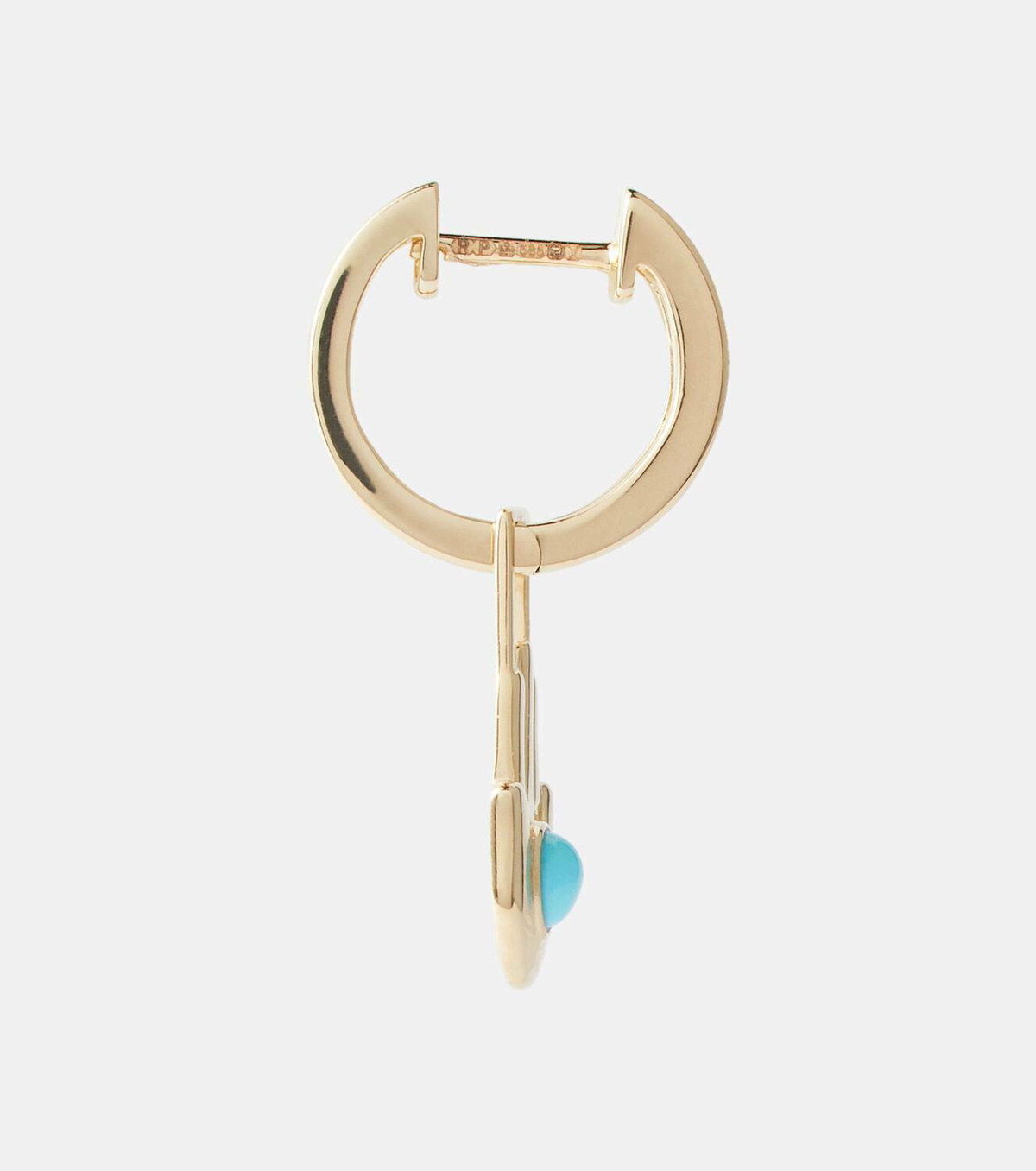 Robinson Pelham Orb Midi 14kt gold single hoop earring and Hamsa Hand Earwish with turquoise