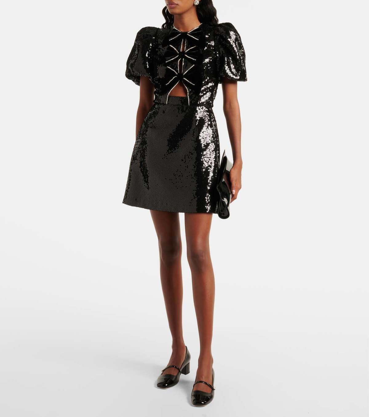 新作【Rebecca Vallance】Lena sequined minidress Rebecca Vallance Lena bow-detail sequined minidress Rebecca