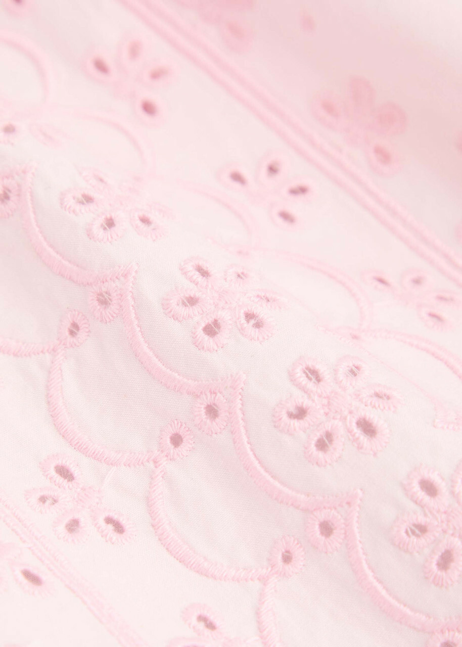 Damson Madder Lucinda Broderie-anglaise Cotton Trousers Light Pink