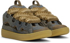 Lanvin SSENSE Exclusive Blue & Brown Curb Denim Sneakers