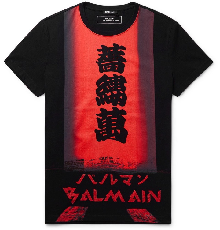 Photo: Balmain - Slim-Fit Logo-Print Cotton-Jersey T-Shirt - Black