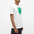 Comme des Garçons Play Men's Double Heart Logo T-Shirt in White/Green