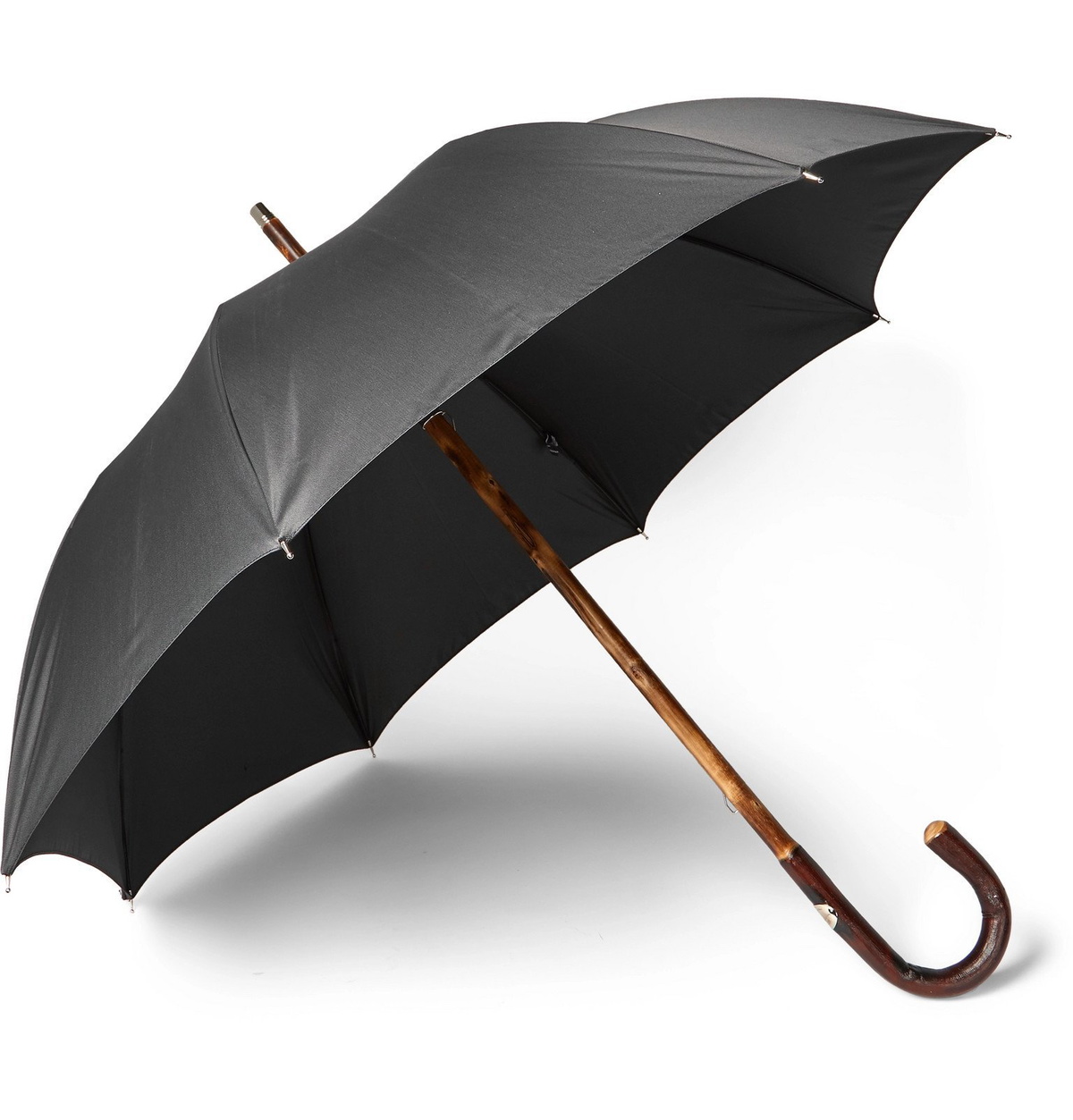 Francesco Maglia - Chestnut Wood-Handle Umbrella - Black