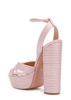 Aquazzura Sundance 140 Ribbed Woven Sandals Pink