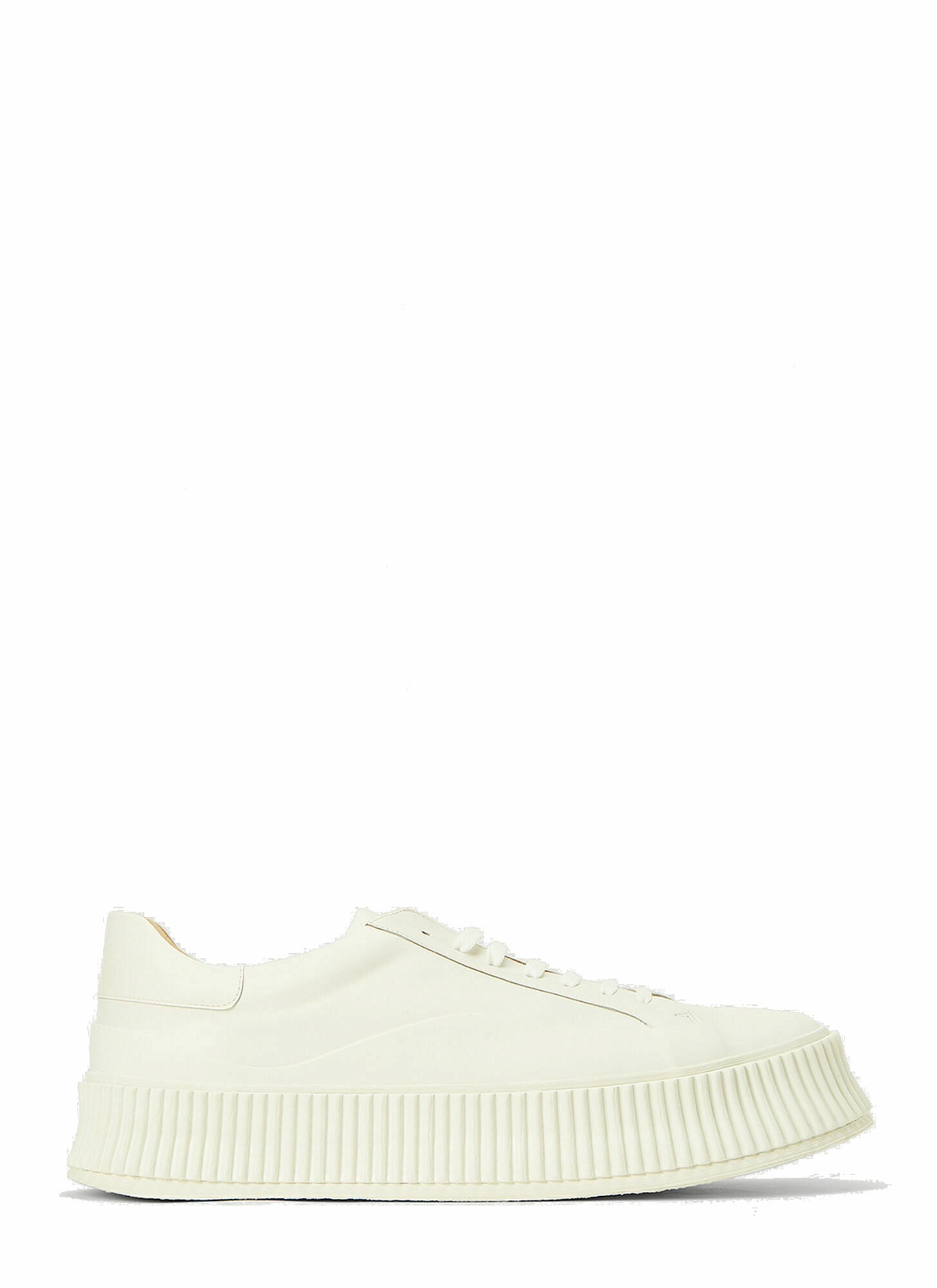 Photo: Ribbed-Sole Leather Sneakers in Cream