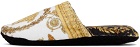 Versace White & Black Baroque Slippers