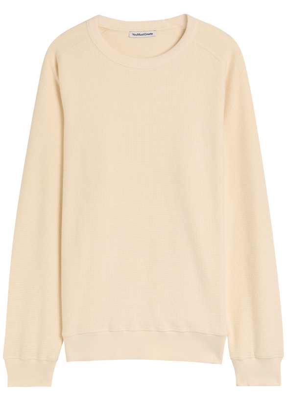 Photo: Ymc Almost Grown Waffle-knit Cotton Sweatshirt Ecru