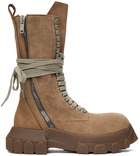 Rick Owens Taupe Lace-Up Tractor Boots