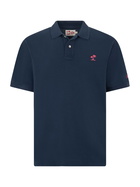 MC2 Saint Barth Man Blue Piquet Polo With St. Barth Logo And Vintage Effect