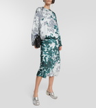 Dries Van Noten Printed satin midi skirt