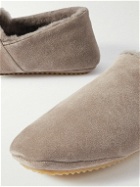 Mr P. - Babouche Shearling-Lined Suede Slippers - Neutrals