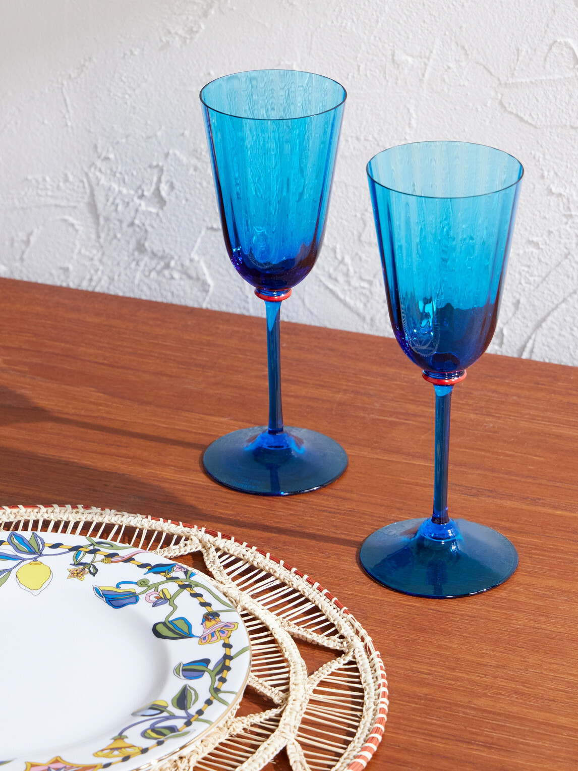 La DoubleJ - Rainbow Set of Two Murano Glass Wine Glasses - Blue