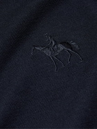 RALPH LAUREN PURPLE LABEL - Slim-Fit Logo-Embroidered Wool-Piqué Polo Shirt - Blue