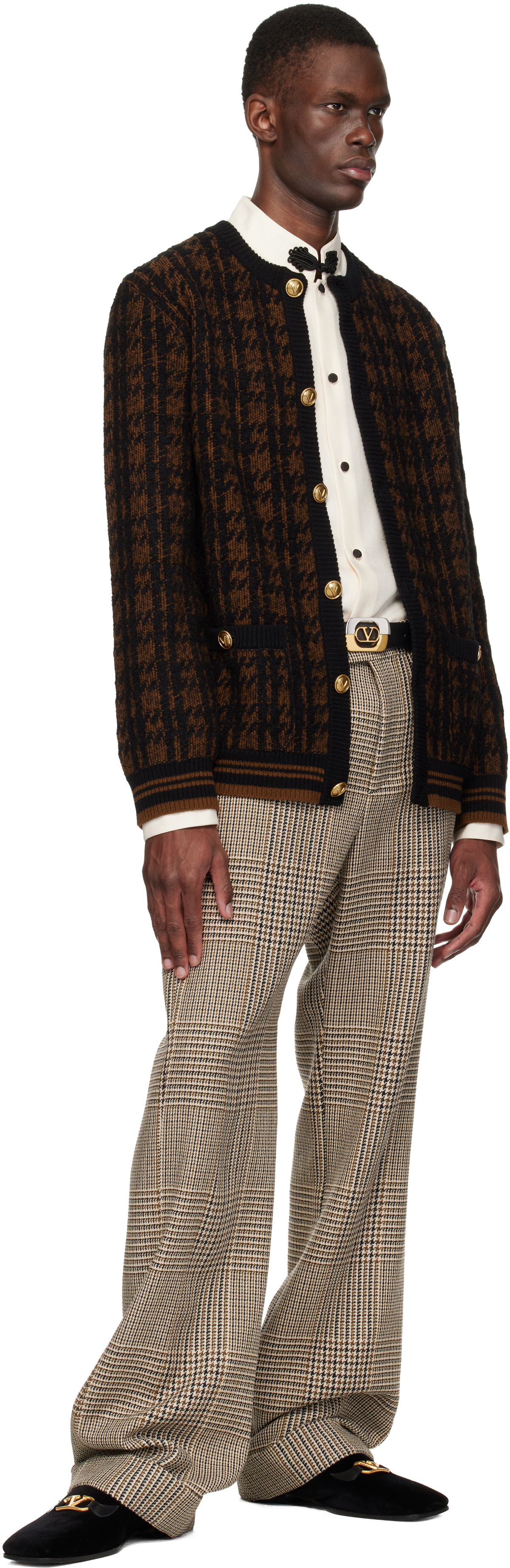 Valentino Brown & Black Wool Cardigan
