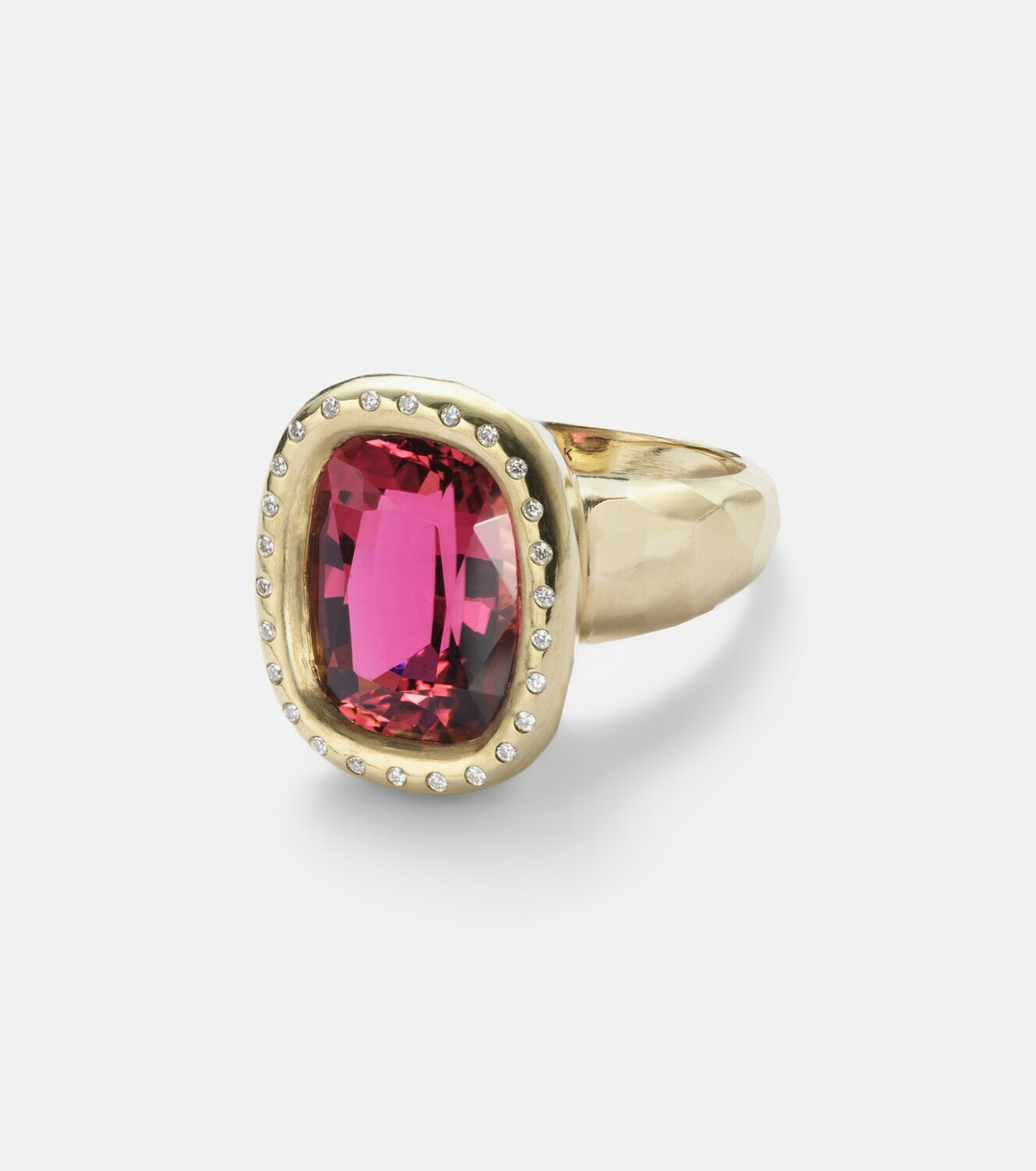 Octavia Elizabeth Mirage 18kt gold ring with rubellite and diamonds