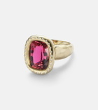 Octavia Elizabeth Mirage 18kt gold ring with rubellite and diamonds