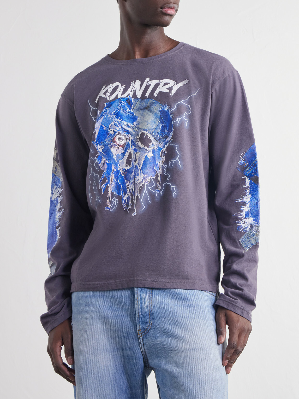 KAPITAL - Printed Cotton-Jersey T-Shirt - Purple