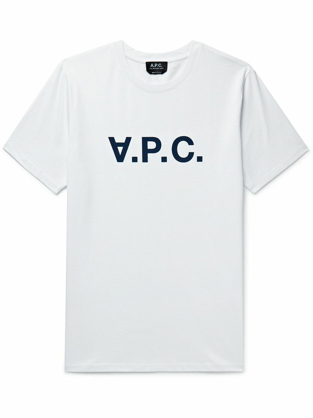 Photo: A.P.C. - Logo-Flocked Cotton-Jersey T-Shirt - White