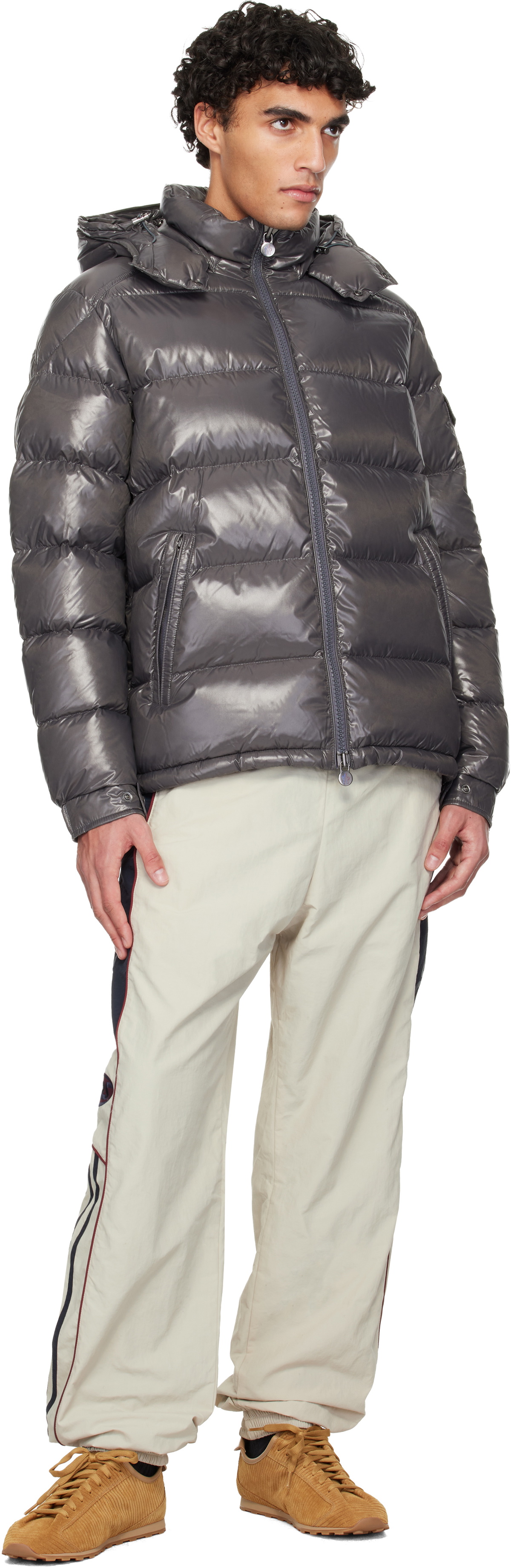 Moncler Gray Moncler Maya Hooded Short Down Jacket