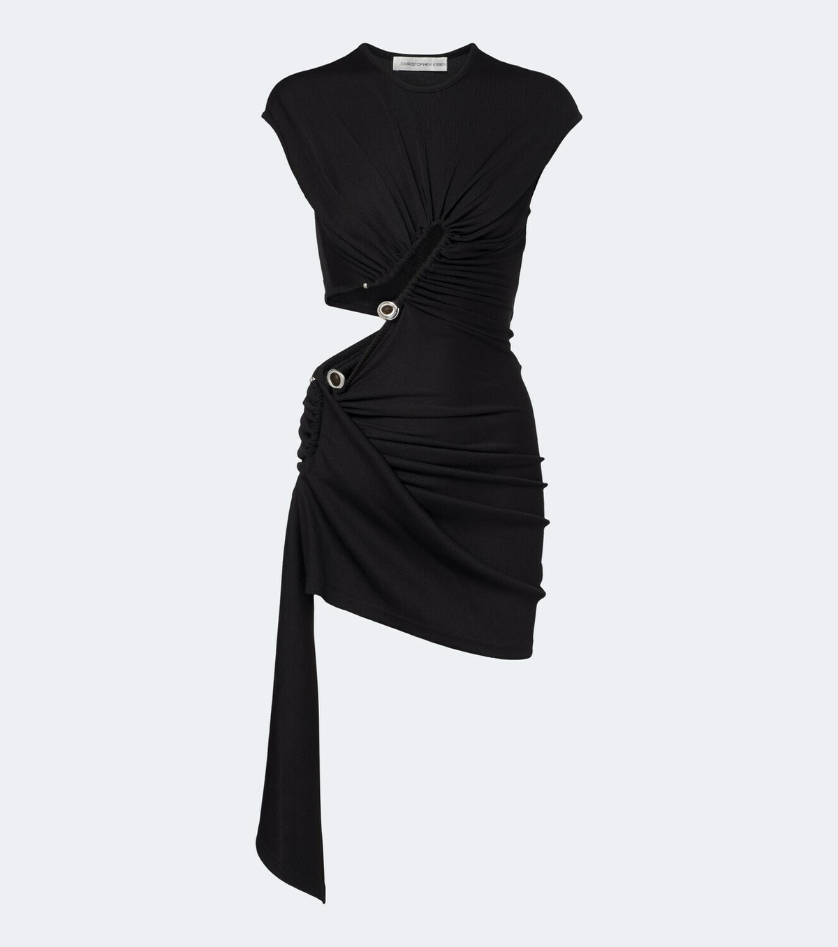 Christopher Esber Droplet Crystal ribbed-knit jersey minidress