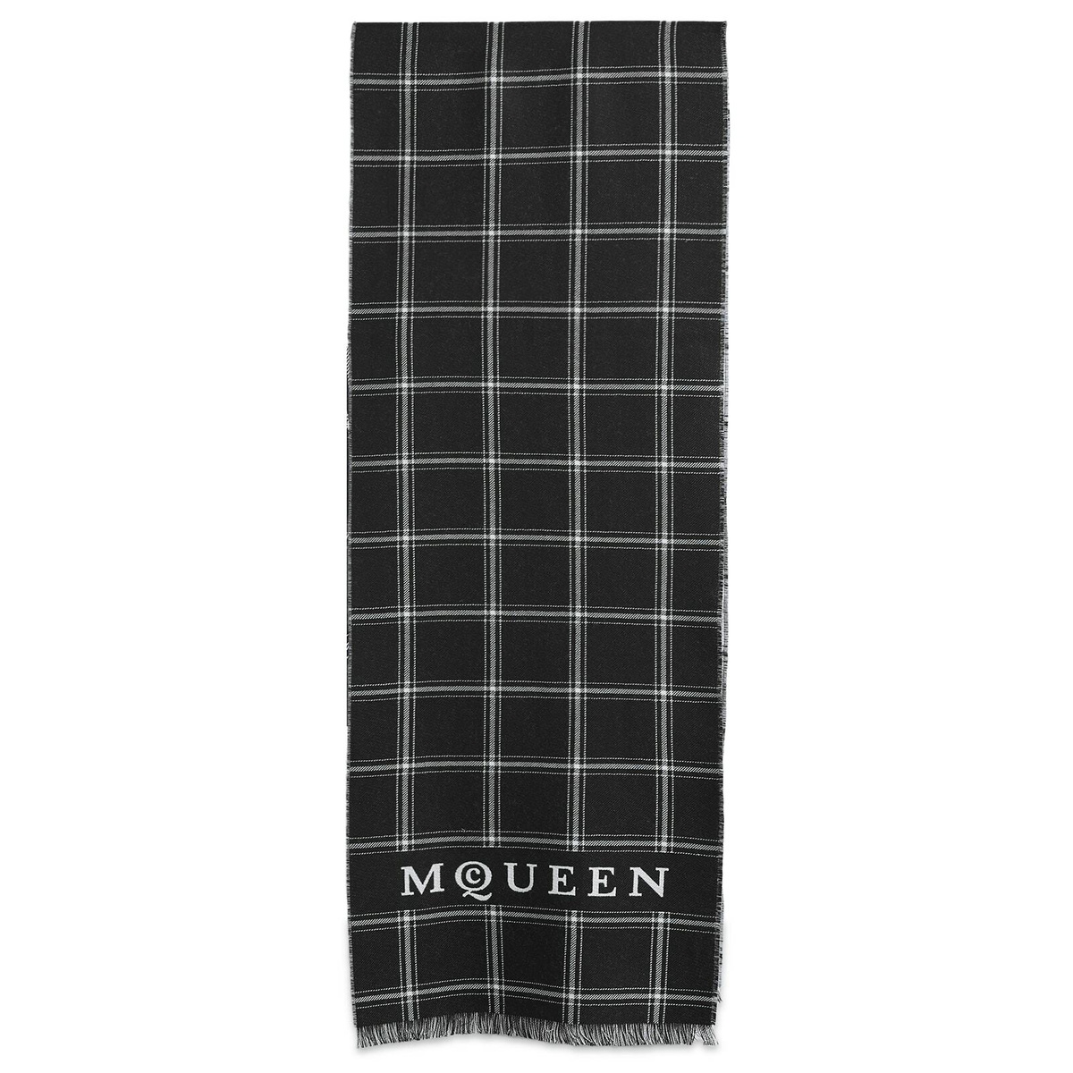 Alexander McQueen Men's Check Scarf in Black/Ivory 