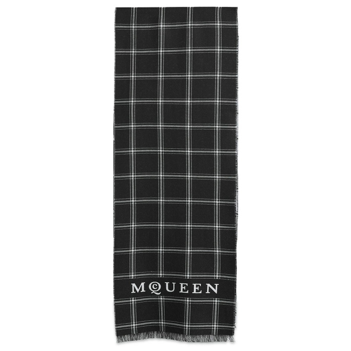 Photo: Alexander McQueen Men's Check Scarf in Black/Ivory 