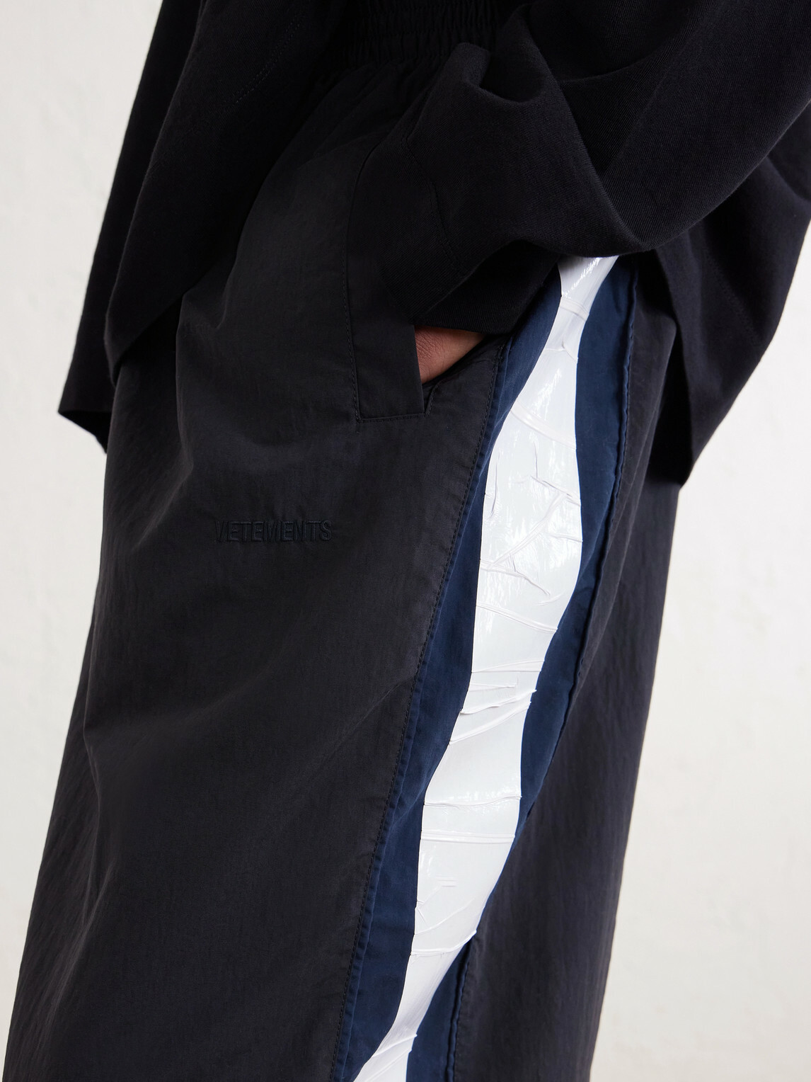 VETEMENTS - Wide-Leg Striped Shell Sweatpants - Black
