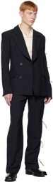 Carlota Barrera Navy Drawstring Blazer