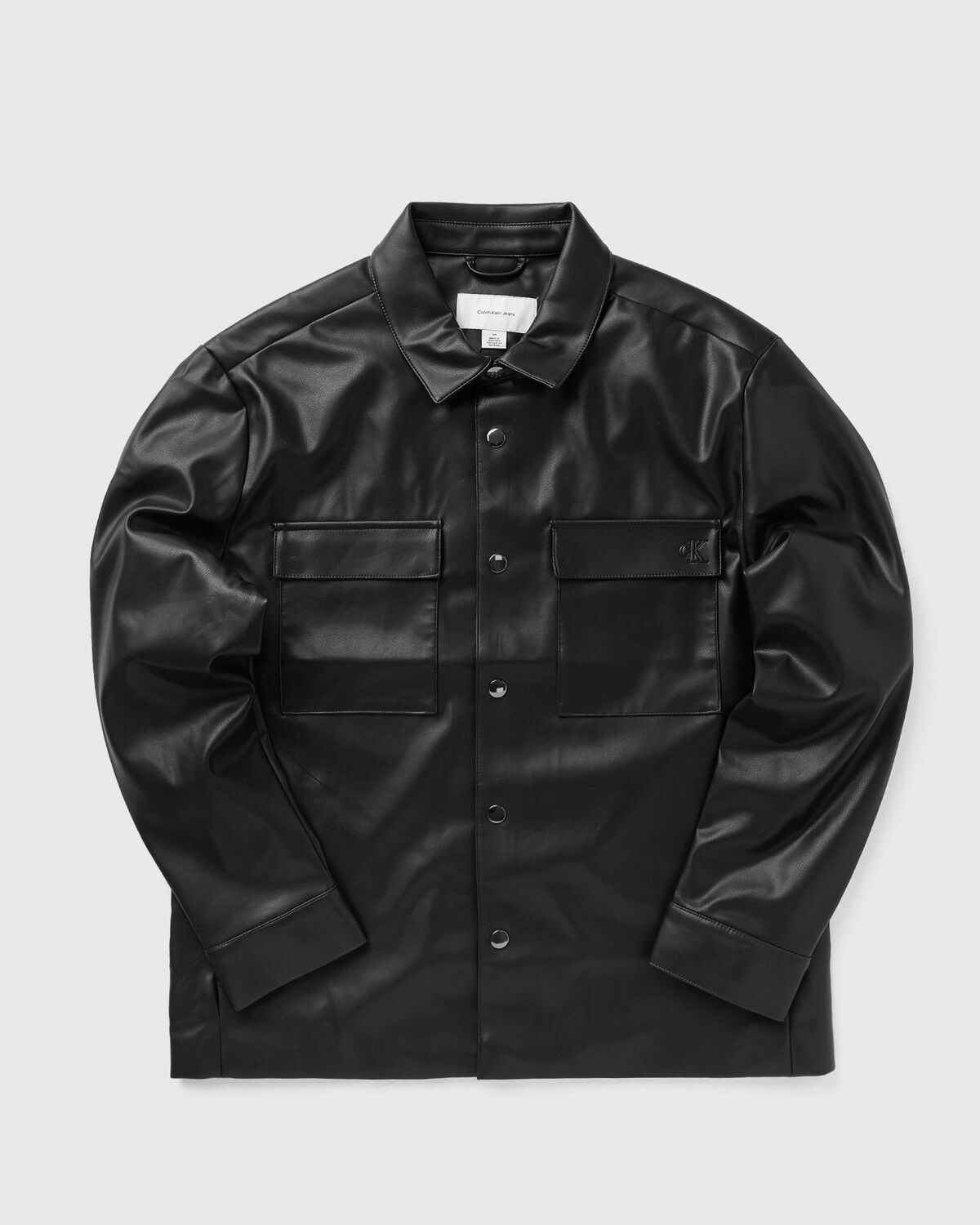 Calvin Klein Jeans LS FAUX LEATHER SHIRT JACKET Black Mens Overshirt