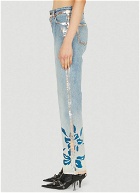 Metallic Floral Jeans in Blue