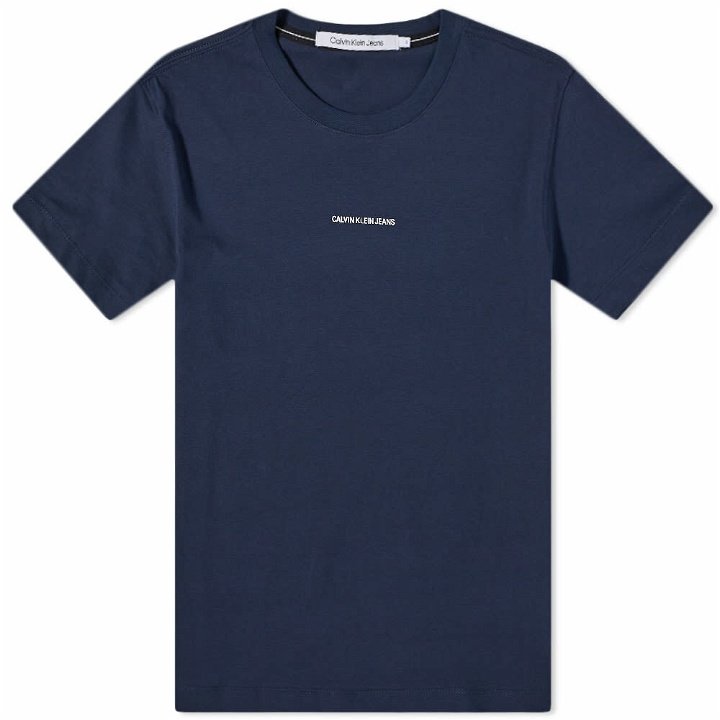Photo: Calvin Klein Men's Micro Branding Essential T-Shirt in Black Iris
