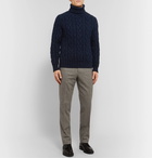 Kingsman - Cable-Knit Donegal Wool and Cashmere-Blend Rollneck Sweater - Blue