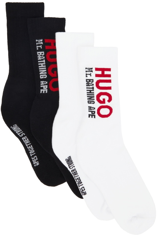 Photo: Hugo Black & White Mr. Bathing Ape Edition Two-Pack Logo Socks
