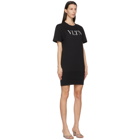 Valentino Black VLTN Ribbed T-Shirt Dress