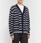 Versace - Logo-Jacquard Wool Cardigan - Navy