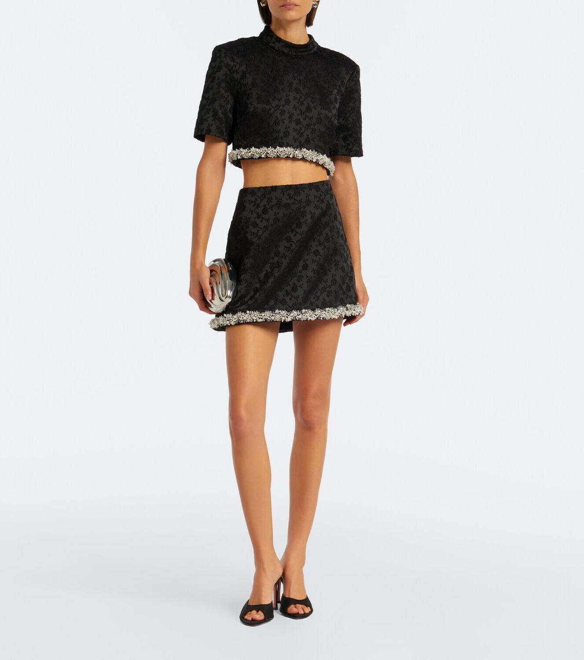 Simkhai Jalen embellished jacquard crop top