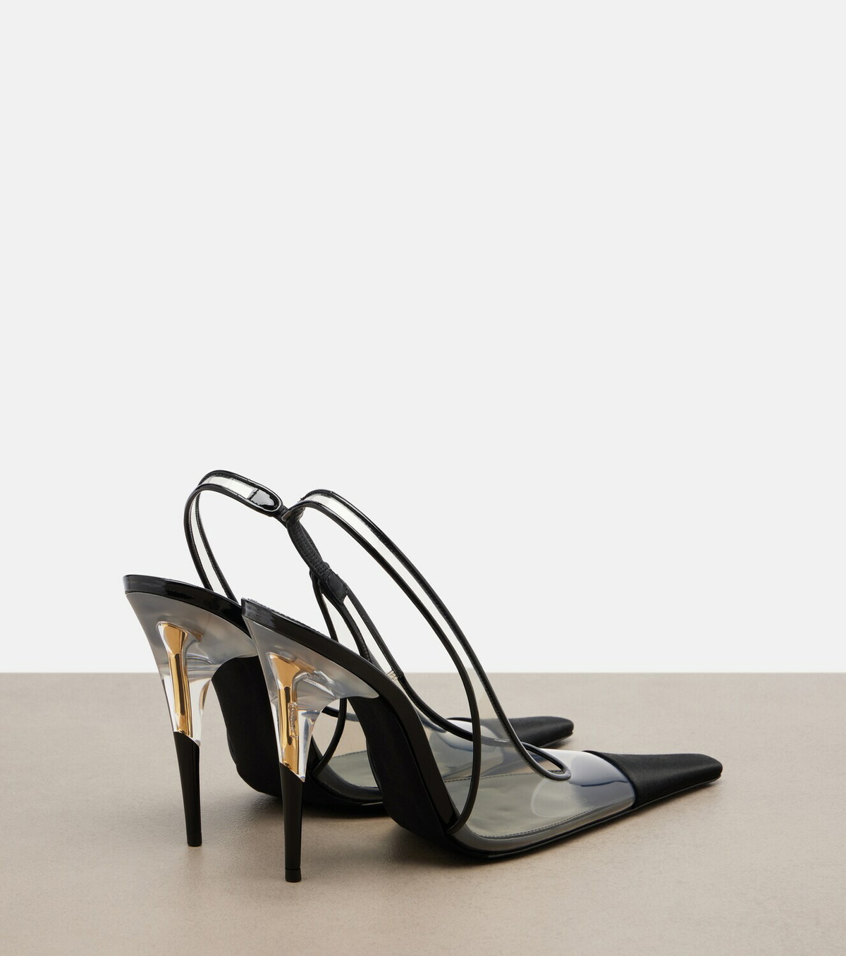 Saint Laurent Romy satin-trimmed slingback pumps