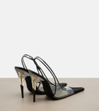 Saint Laurent Romy satin-trimmed slingback pumps