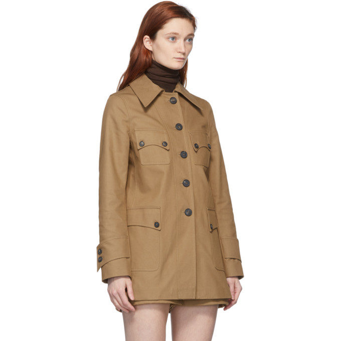 ジャケット Victoria Beckham Brown double-breasted coat in wool and cash Victoria Beckham Tan Fitted Saharan Jacket Victoria Beckham