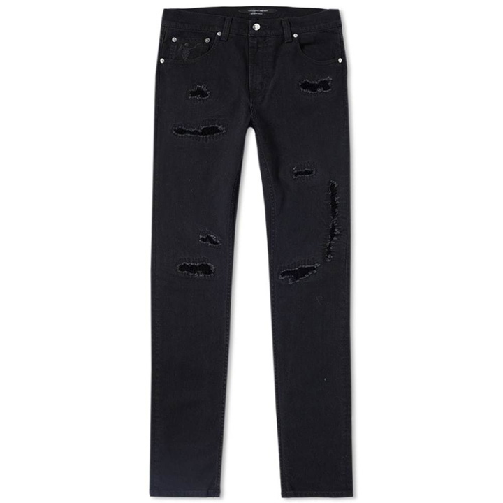 Photo: Alexander McQueen Distressed and Repaired Skinny Fit Jeans Black