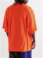 BALENCIAGA - Oversized Printed Neon Jersey T-Shirt - Orange