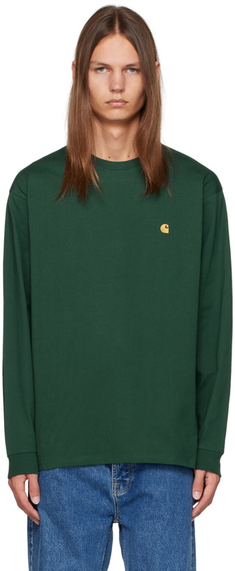 Photo: Carhartt Work In Progress Green Chase Long Sleeve T-Shirt