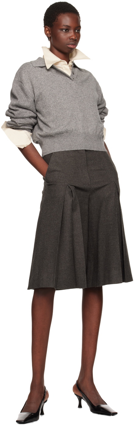 Recto Gray Inverted Box Pleat Shorts