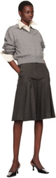 Recto Gray Inverted Box Pleat Shorts