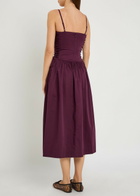 Damson Madder Angelina Lace-up Cotton-poplin Midi Dress Purple