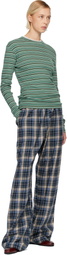 ERL Green Striped Long Sleeved T-shirt