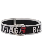Balenciaga Men's D-Ring Webbing Belt in Bal Grey/Carmin Red 